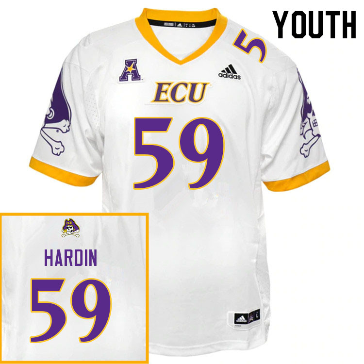 Youth #59 Sully Hardin ECU Pirates College Football Jerseys Sale-White - Click Image to Close